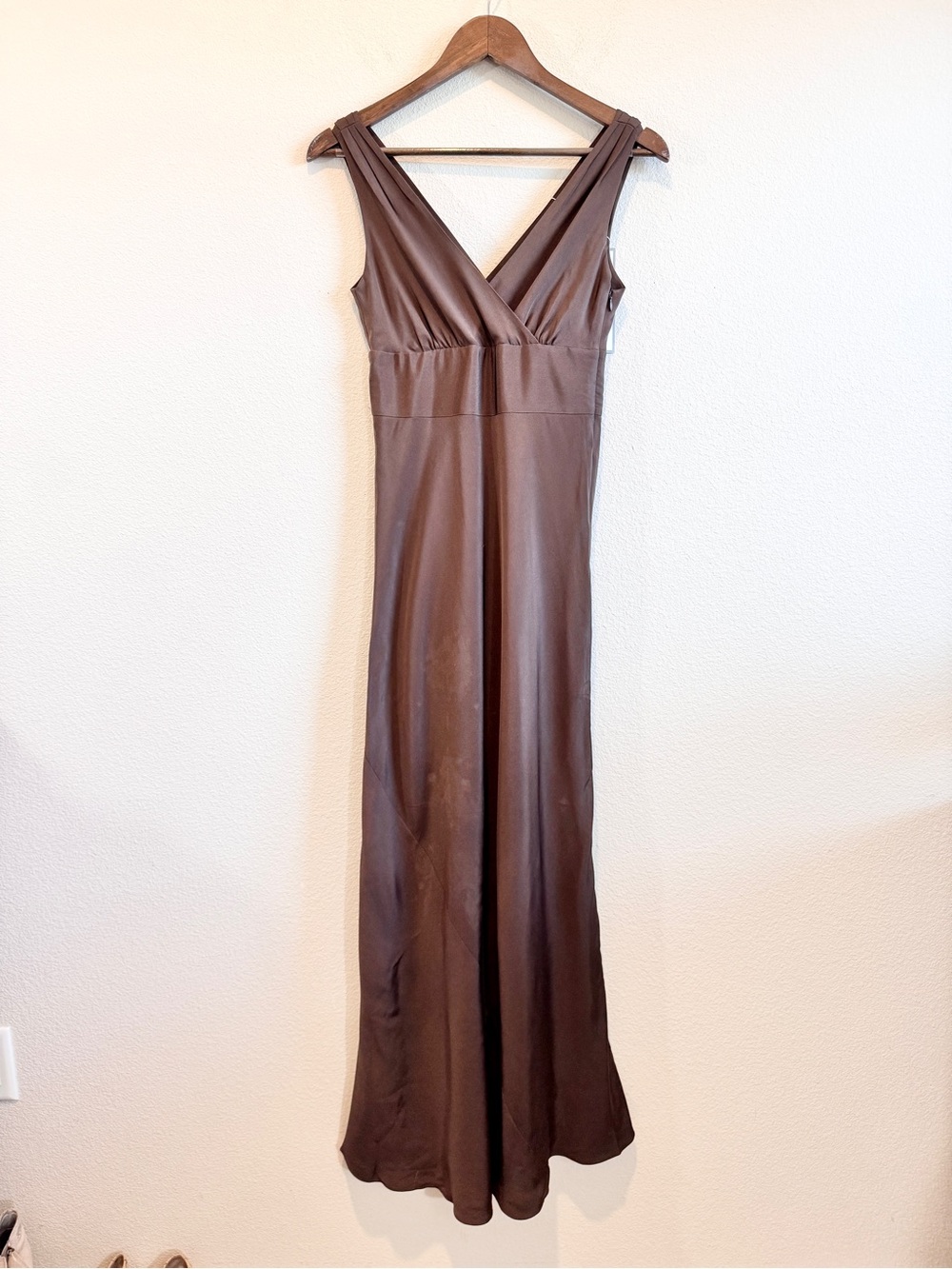 J.Crew NWT 100% Silk Brown Maxi Dress 4P Y2K Luxury Formal Evening Gown K30